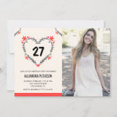 彼女の27歳の誕生日パーティーの招待状 フラワーハート 招待状 (正面)