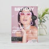彼女の27歳の誕生日パーティーの招待状 - 雑誌の写真 招待状 (スタンド正面)