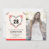 彼女の28歳の誕生日パーティーの招待状 フラワーハート 招待状 (正面)