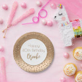 彼女の40歳エレガントの誕生日の金ゴールドはっきりしたグリッター ペーパープレート (パーティー)