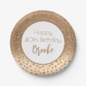 彼女の40歳エレガントの誕生日の金ゴールドはっきりしたグリッター ペーパープレート (正面)