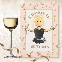 彼女の50歳の誕生日にキラキラ金髪の楽しいキャラクター