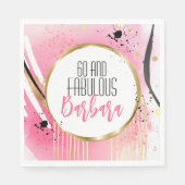 彼女の60と素晴らしいピンクブラック抽象芸術レトロ スタンダードランチョンナプキン (正面)