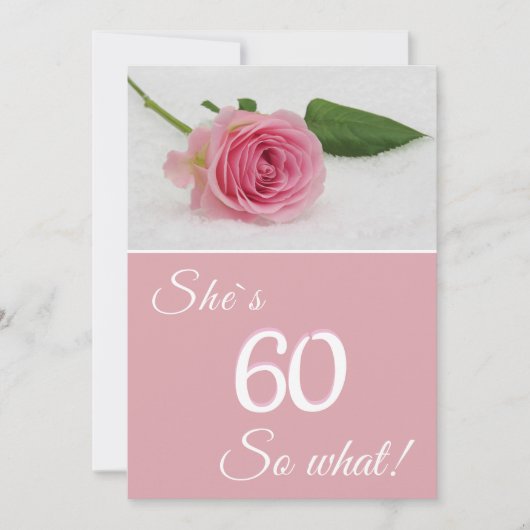 彼女の60歳の誕生日 ピンクのバラのモチベーションカード (正面)