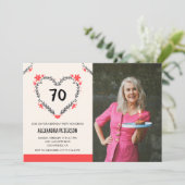 彼女の70歳の誕生日祝いにフラワーハートの招待状 招待状 (スタンド正面)