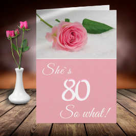 彼女の80歳の誕生日 ピンクのバラ 面白い モチベーション ピンクのローズの美しい８０歳の誕生日カー カード