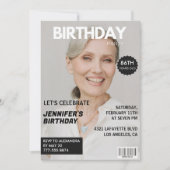 彼女の86歳の誕生日を祝うフォトマガジン風カバー 招待状 (正面)