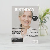 彼女の86歳の誕生日を祝うフォトマガジン風カバー 招待状 (スタンド正面)