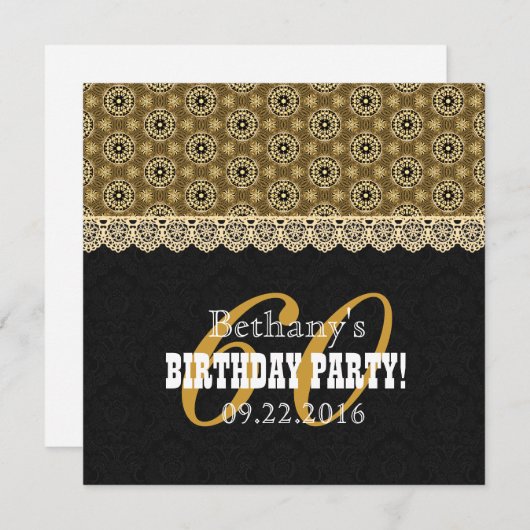 彼女のA06黒人と金ゴールド 招待状 (正面/裏面)