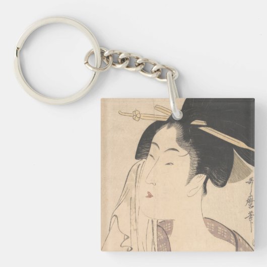 彼女のBathの後でリラックスしている女性 キーホルダー (正面)