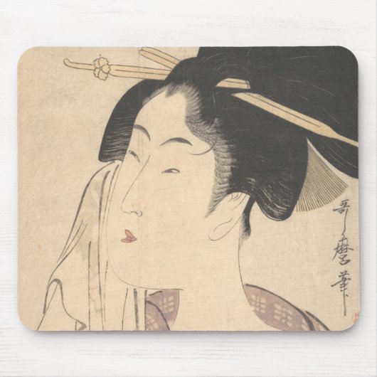 彼女のBathの後でリラックスしている女性 マウスパッド (正面)