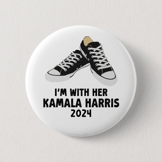 彼女のKamala Harris Support Kamala Harrisと一緒にいる 缶バッジ (正面)
