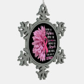 彼女のTのための戦闘機の贈り物を支持する乳がん スノーフレークピューターオーナメント (左)