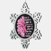 彼女のTのための戦闘機の贈り物を支持する乳がん スノーフレークピューターオーナメント (右)