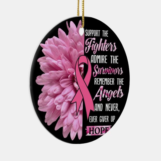 彼女のTのための戦闘機の贈り物を支持する乳がん セラミックオーナメント (右)