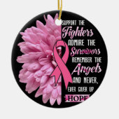 彼女のTのための戦闘機の贈り物を支持する乳がん セラミックオーナメント (正面)