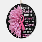 彼女のTのための戦闘機の贈り物を支持する乳がん セラミックオーナメント (左)