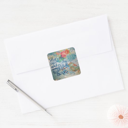 彼女はいつの日も言い訳のコラージュを起こした スクエアシール (封筒)