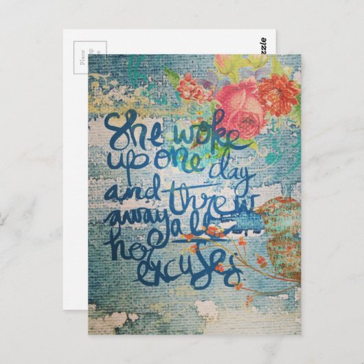 彼女はいつの日も言い訳のコラージュを起こした ポストカード (正面/裏面)