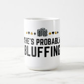 彼女はおそらくブルーフィングおもしろい- トランプのポーカーパンデザイン モーフィングマグカップ (中央)