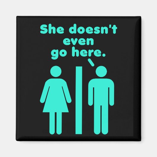 彼女はここを青い黒で行かない マグネット (正面)