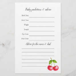 彼女はさくらんぼの上の赤ちゃんシャワー推理ゲーム