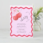 彼女はさくらんぼオントップコケットのベビーシャワー 招待状 (スタンド正面)