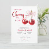彼女はさくらんぼオントップコケットブライダルシャワーイン 招待状 (スタンド正面)