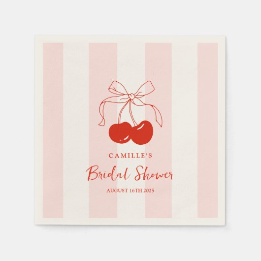 彼女はさくらんぼオントップブライダルシャワー スタンダードカクテルナプキン (正面)