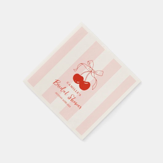 彼女はさくらんぼオントップブライダルシャワー スタンダードカクテルナプキン (角)