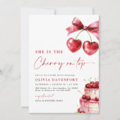 彼女はさくらんぼオントップブライダルシャワー 招待状 (正面)