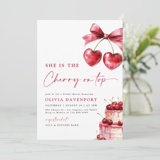 彼女はさくらんぼオントップブライダルシャワー 招待状 (スタンド正面)