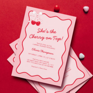彼女はさくらんぼオントップブライダルシャワー 招待状