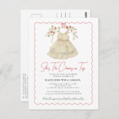彼女はさくらんぼオントップベイビーシャワー招待状 ポストカード (正面/裏面)