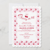 彼女はさくらんぼオントップベビーガールシャワー招待状 招待状 (正面)