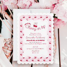彼女はさくらんぼオントップベビーガールシャワー招待状 招待状