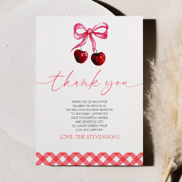 彼女はさくらんぼオントップボウさくらんぼベビーシャワー サンキューカード