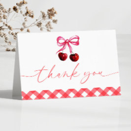 彼女はさくらんぼオントップボウさくらんぼベビーシャワー サンキューカード