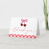 彼女はさくらんぼオントップボウさくらんぼベビーシャワー サンキューカード (正面)