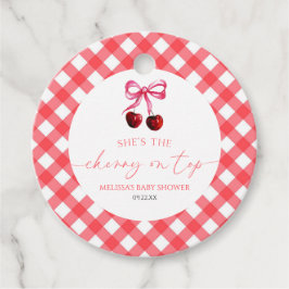 彼女はさくらんぼオントップボウさくらんぼベビーシャワー フェイバータグ