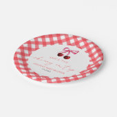 彼女はさくらんぼオントップボウさくらんぼベビーシャワー ペーパープレート (アングル)