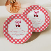 彼女はさくらんぼオントップボウさくらんぼベビーシャワー ペーパープレート