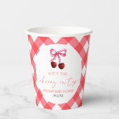 彼女はさくらんぼオントップボウさくらんぼベビーシャワー 紙コップ (正面)