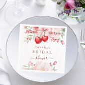 彼女はさくらんぼオントップボウ花模様ブライダルシャワー スタンダードカクテルナプキン