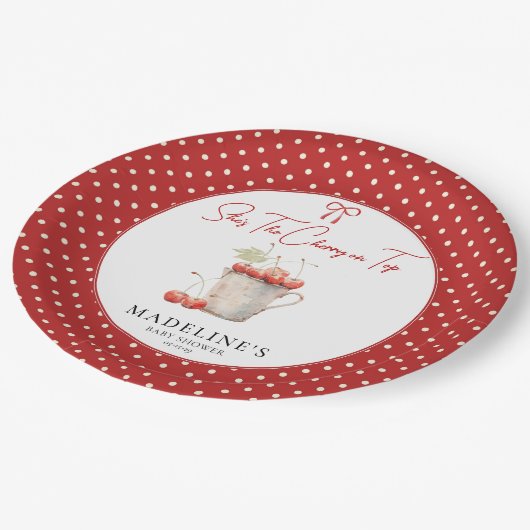 彼女はさくらんぼオントップ紙プレート ペーパープレート (アングル)