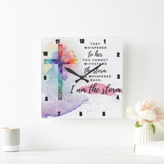 彼女はささやいた。私は嵐だ。 スクエア壁時計 (ホーム)