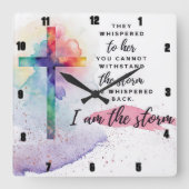 彼女はささやいた。私は嵐だ。 スクエア壁時計 (正面)