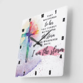 彼女はささやいた。私は嵐だ。 スクエア壁時計 (傾斜)