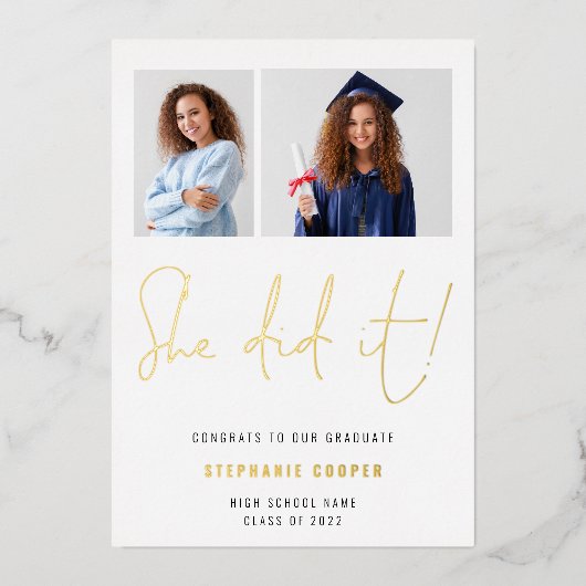 彼女はそれをやった2022年の発表2フォトフォイル 箔招待状 (正面)