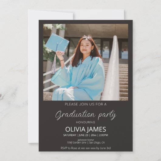 彼女はそれをタイポグラフィ写真卒業した 招待状 (裏面)